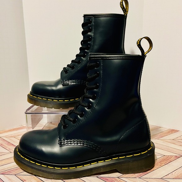 Dr Martens 1460 Blu Marin Navy Blue Smooth Leather Mens 4 Wmns 5 Boots Lace Up - Picture 13 of 16